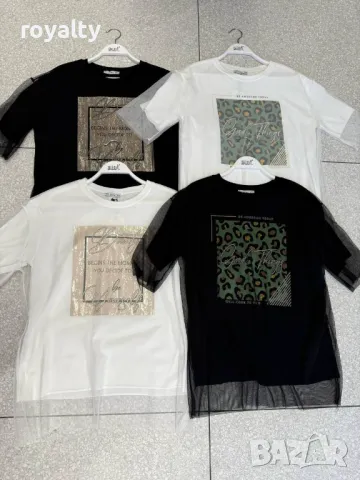 Памучни дамски тениски с тюл