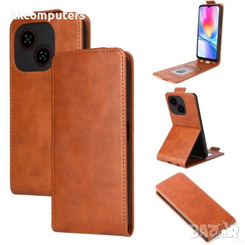 Кожен флип калъф за ZTE Blade A35e- Стенд и Холдер за Карти, вкл. Протектор, 4 Цвята, снимка 4 - Калъфи, кейсове - 52524943