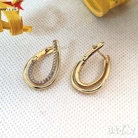 Обеци с 14К златно покритие 2141837, снимка 4 - Обеци - 52730355