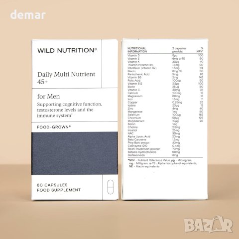 Wild Nutrition ​​Food-Grown® Daily Nutrient Мултивитамини за мъже 45+, снимка 4 - Хранителни добавки - 43575709