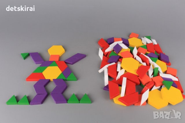 Дървен пъзел Танграм - 125ч, снимка 2 - Игри и пъзели - 38082918