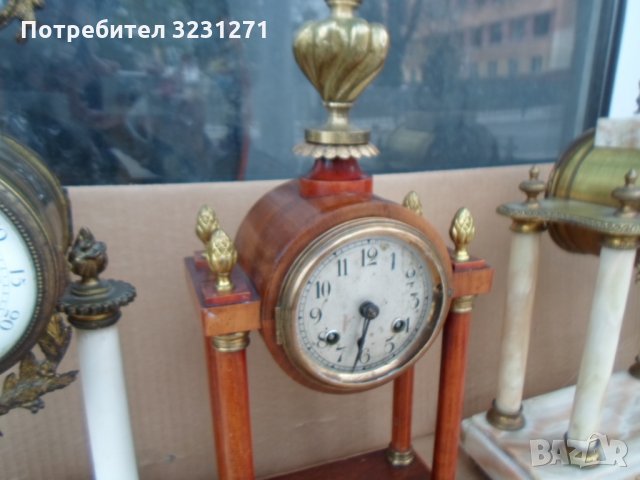 Лот 3бр. каминни/портални старинни часовници/Франция, снимка 6 - Антикварни и старинни предмети - 34836020