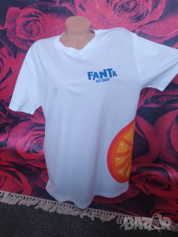 Нова Бяла тениска Fanta с щампа портокал Л, снимка 4 - Тениски - 50684919