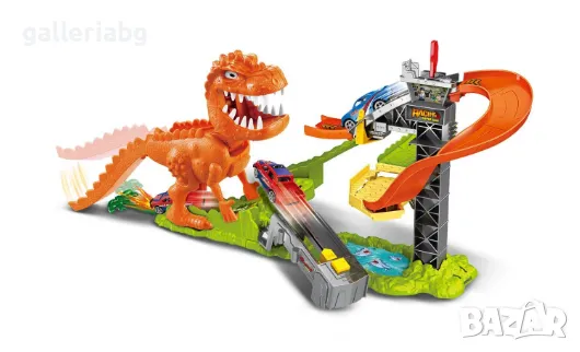 Комплект състезателна писта с динозаври, снимка 2 - Коли, камиони, мотори, писти - 47378128