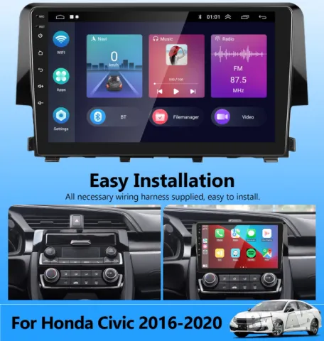 Мултимедия, Двоен дин, за Honda Civic, Андроид, навигация, 2 Дин Хонда, плеър, с Android, Civic, снимка 6 - Аксесоари и консумативи - 49384509