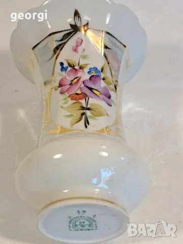 Руска порцеланова ваза с цветя, позлата и перлен ефект Коростенский фарфор , снимка 7 - Вази - 47701016