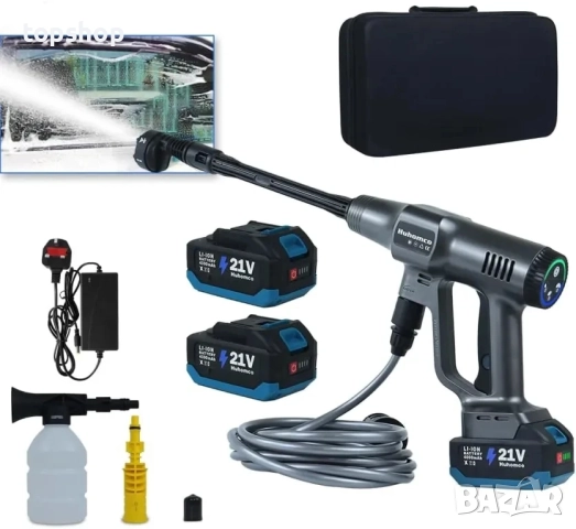 ЧИСТО НОВА, ТЕСТВАНА безжична водоструйка Huhomco UK 200 Bar / 2900 PSI Преносима с 2 батерии...