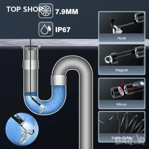 Нова Двуобективна ендоскопска камера, 16.4FT змия, IP67, 8+1 LED, iPhone/Android, снимка 4 - Гедорета - 50012930