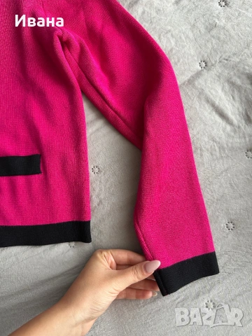 ZARA цикламена жилетка с цип от фина плетка, снимка 3 - Жилетки - 53173468