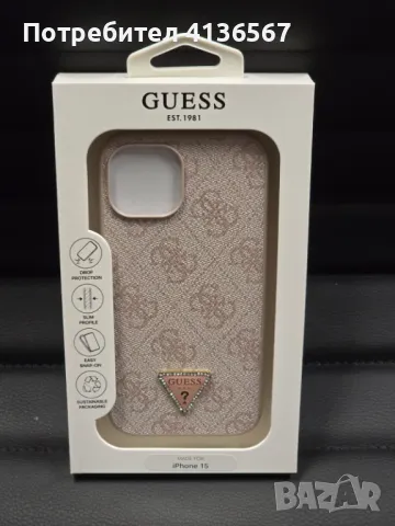 Защитен калъф Guess с метално лого PU, за iPhone14, розов