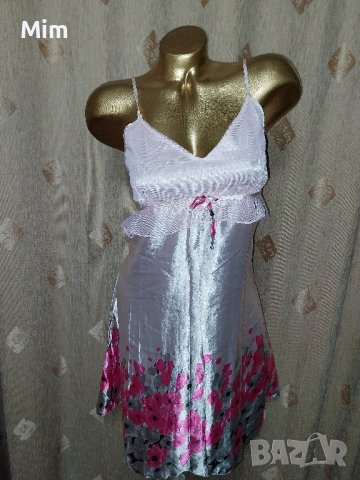  XL Сатенена нощница в розово в долната част с цветя , снимка 3 - Нощници - 43249018