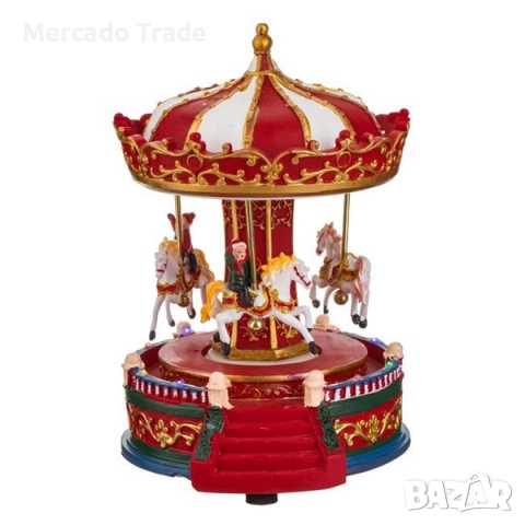 Коледна музикална въртележка Mercado Trade, LED осветление, Червен, снимка 2 - Декорация за дома - 52485843