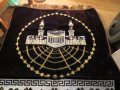 турско молитвено килимче, килимче за молитва за Намаз тъмнокафяв фон с джамия , снимка 2