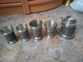 Оловно-цинкови немски чашки и малка халба, снимка 5