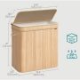 Кош за пране 150L, бамбук, сгъваем с капак и чанта за пране SONGMICS, снимка 2