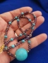 Колие от естествен тюркоаз и кристали, снимка 2