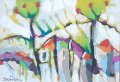 Картина на Иван Яхнаджиев Пейзаж къщи дървета 17 маслени бои, снимка 3