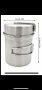 Къмпинг кухненски комплект инокс stainless steel 1 литър и тиган, снимка 1 - Газови котлони - 43259283