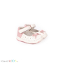 Бебешки анатомични обувки за прохождане за момиче в бяло с коригираща велкро лепка и панделка