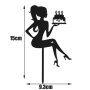 Седнала Дама Лейди с торта черен твърд акрил топер украса декор за торта рожден ден моминско парти, снимка 3