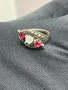 💎 Великолепен античен златен пръстен „Трилогия“ с диаманти и рубини (19-ти век) 💎, снимка 1