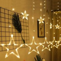 LED Завеса с коледни звезди, снимка 2 - Декорация за дома - 43764576