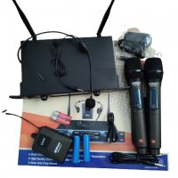 Двуканална VHF безжична микрофонна система, комплект микрофони, снимка 3 - Микрофони - 37688917