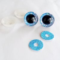 30мм 3D сини очички с блясък за амигуруми, плетени играчки, снимка 2 - Други - 35104556