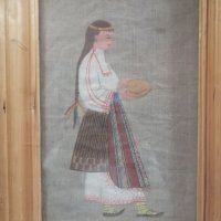 Стара рисувана картина, Жена с носия. , снимка 1 - Антикварни и старинни предмети - 40584484