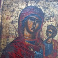 Стара икона Богородица с Младенеца , снимка 2 - Икони - 44864734