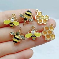 пчела пчелна пита висулки висулка за бижу колие гривна ръчна изработка висулка декорация, снимка 1 - Други - 43992412