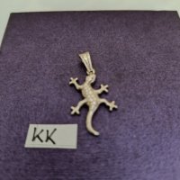 Сребърна висулка гущер Буква КК, снимка 2 - Колиета, медальони, синджири - 43937477