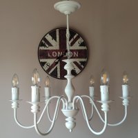 Винтидж класика-бял полилей за хол,всекидневна ,шаби шик лампа,модерно осветление, снимка 18 - Полилеи - 22892010