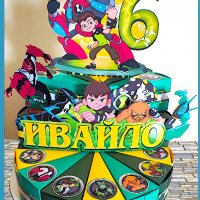 Картонена торта Ben 10,покани за рожден ден,банери за стена,свирки и др., снимка 2 - Други - 39462790