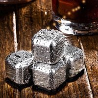 Кубчета за Изстудяване Whiskey Stones Метални Камъни за Уиски Whisky Stones Охладителни Форми за Лед, снимка 4 - Сервизи - 37401451