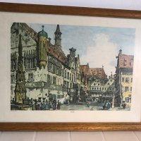 Антикварна рисувана картина с оригинална рамка, внос от Бавария, снимка 1 - Картини - 28367266