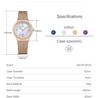 Дамски часовник Naviforce Quartz Watch, Бял / Златист, снимка 9 - Дамски - 40245981