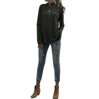 Едноцветен дамски плетен пуловер с висока яка и дълъг ръкав, 2цвята - 024, снимка 13 - Блузи с дълъг ръкав и пуловери - 43430635