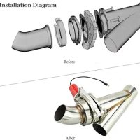 2.25"/57mm 12V електрическа система за изпускателна тръба с клапан , снимка 1 - Части - 43900023