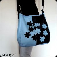 Дамска чанта от естествена кожа с цветя-ръчна изработка!, снимка 5 - Чанти - 25814688