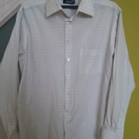 Риза дълъг ръкав Monteli бяла на квадратчета памук
