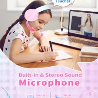 Bluetooth 5.1 безжични детски слушалки сгъваеми,розови и лилави, снимка 6 - Безжични слушалки - 43759784