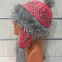 Нова зимна пухкава шапка с помпон тип ушанка, снимка 3 - Шапки - 35463091