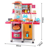 Мултифункционална детска кухня с пара 100см. - Розова, снимка 2 - Играчки за стая - 43297748
