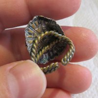 Старинен пръстен от бронз с голям камък и естествена патина за колекционери и ценители , снимка 3 - Пръстени - 33387591