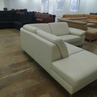 Светло кремав ъглов диван "HUKLA Entry" - естествена кожа, снимка 5 - Дивани и мека мебел - 39329860