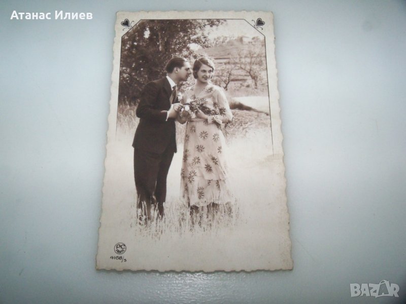 Стара френска романтична пощенска картичка, снимка 1