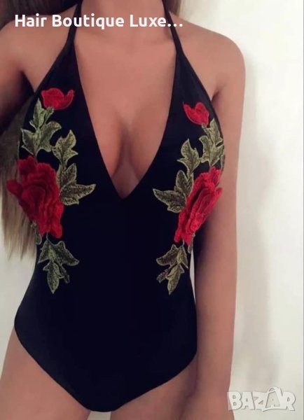 5 ЛЕВА ‼️ Черно боди с уникална бродерия 🌹, снимка 1