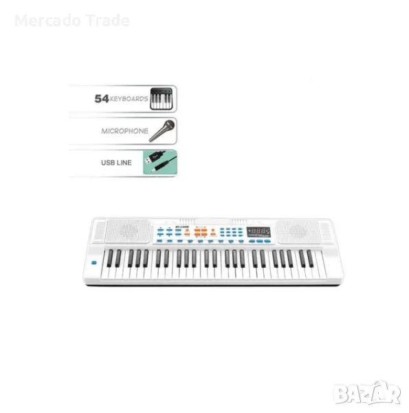 Детска електронна йоника, 54 клавиша, цифров дисплей и микрофон, снимка 1