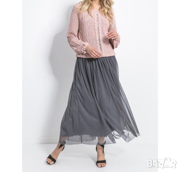 Розов лек пуловер с ажурени елементи марка Fobya M-2XL, снимка 1